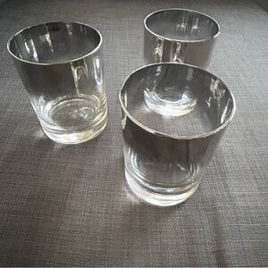 Vtg 60s Dorothy Thorpe Style 3-pcs Platinum Ombre Lowball Cocktail Glass#0925258